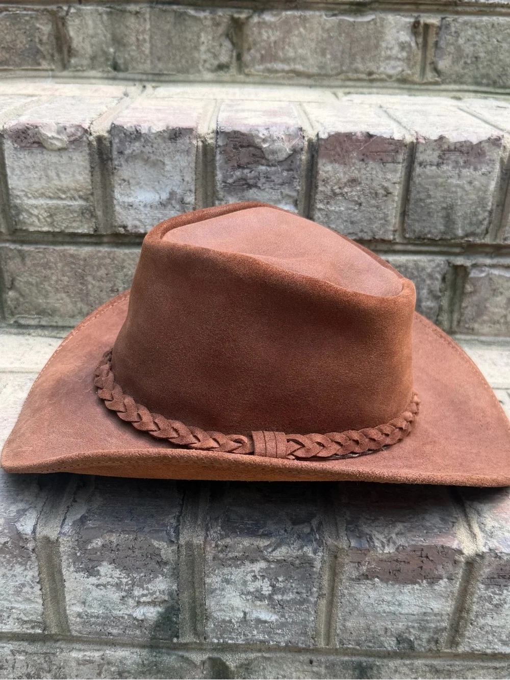 American Hat Makers Brown Leather Cowboy Western Hat Large